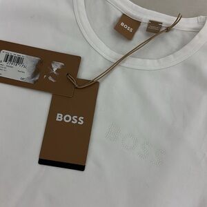 BOSS White Short Sleeve Tee Classic Crew Neck